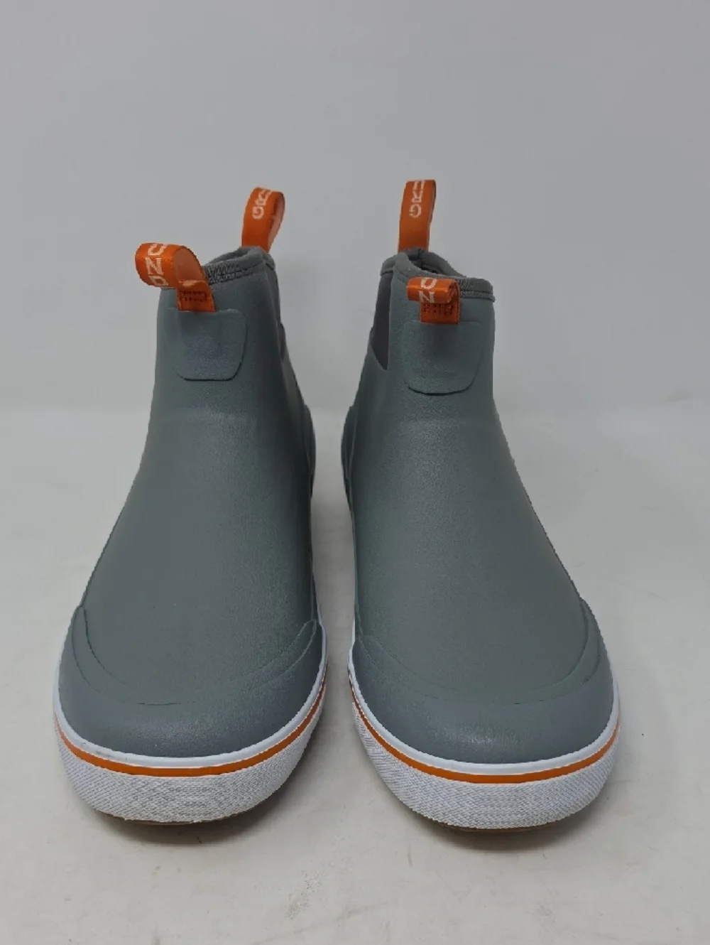 Grundens Men's Deck Boss Grey Waterproof Ankle Boots with Orange Trim Size 9